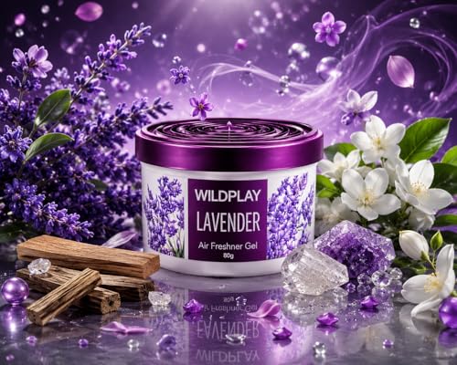 Image of Wildplay Lavender Car Gel Freshener 80g - Long Lasting Lavender Fragrance, Spill Proof Gel Air Freshener, Odor Eliminator, Dashboard Perfume for Fresh and Pleasant Car Interior