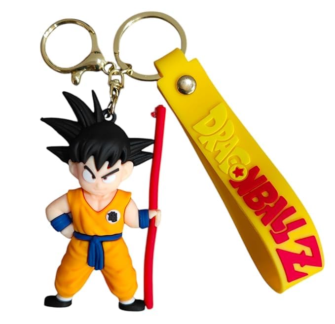 Image of Goku Action Figure with Keychain Anime Collectible PVC Model | Dragon Ball Action Figure Collectibles for Home Decor, Office Desk & Gifting | Multicolor (Goku with Stick)