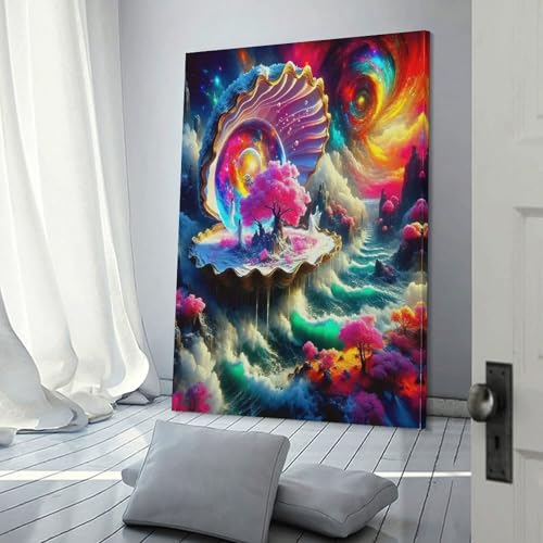 Peinture sur toile de shell murale géante pour salon et couloir 40x60cm