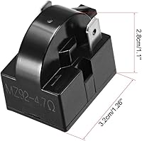 Vista 4 de uxcell 2 unids 4.7 Ohm 2 Pin Refrigerador Start Relay para Compresor Negro