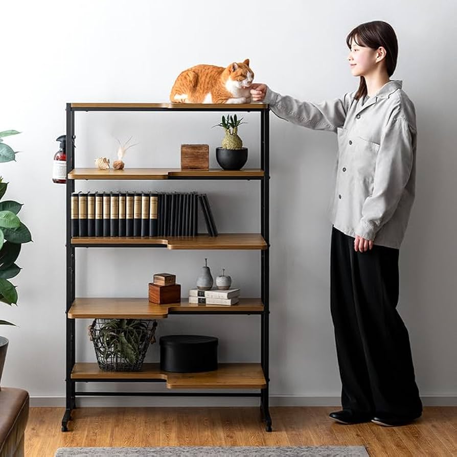 猫　インテリア　収納 4-5日限定10倍P付] ネコ柄 収納ラック ベッドサイドテーブル 2段