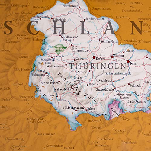 Deutschlandkarte zum Rubbeln mit Geschenkhülse - Maps International - Das perfekte Geschenk für alle Reisen - Kartografisches Detail mit Ländern - und Ländergrenzen - 59 x 42 cm