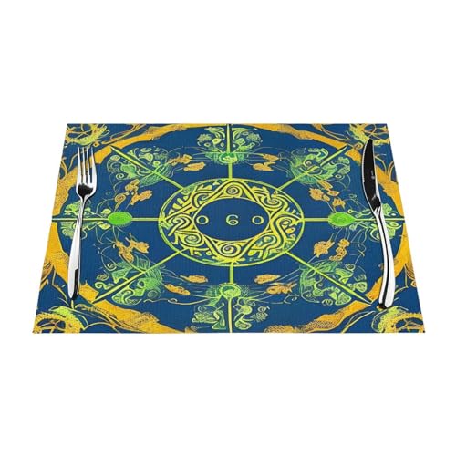 Mantel Individual con diseño de tótem Yin Yang, Resistente al Calor y Antideslizante, Lavable y Duradero, de PVC.