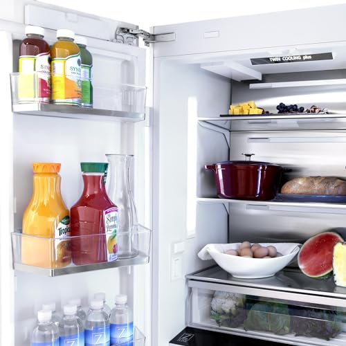 ZLINE 36 Inches 19.6 Cubic Feet French Door Built-In Bottom Freezer Refrigerator with Water Dispenser and Ice Maker in White Matte (RBIV-WM-36); Water Filter Included