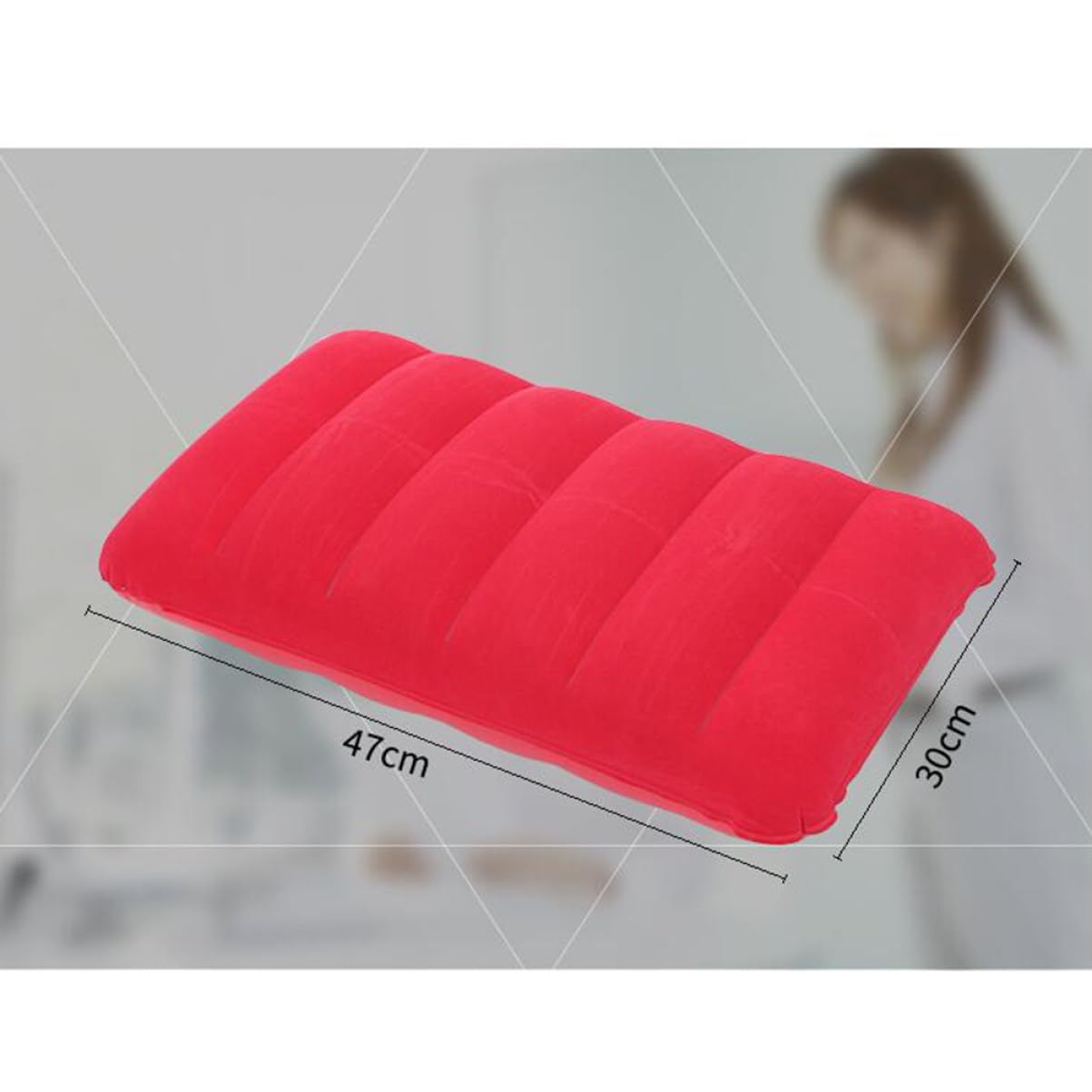 CORHAD Ergonomic PVC Flocking Inflatable Pillow Set 47x30cm Waist Cushion for Office Ideal for Travel Camping and Nap