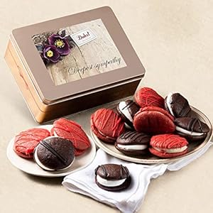 Dulcet Gift Baskets Chocolate and Red Velvet Whoopie Pie Tin Assortment, Fresh Cookie and Cream Snacks for a Special Occasion –Ideal for Holidays, Birthday, Sympathy, Get Well, & Family or Office Gatherings for Men & Women with Prime Delivery