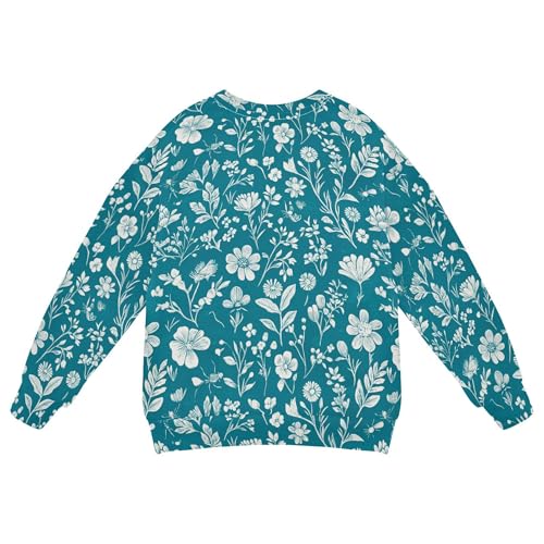 JUNZAN Spring Flowers Cornflower Butterflies Teal Little Boys Sweatshirts Hoodies Crewneck Tops Clothing Shirts Sports 4T2