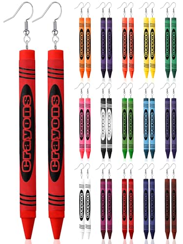 16 Set 3D Crayon Earrings for Teacher Halloween Cosplay Accessory Funny Crayon Earrings for Halloween Teachers Appreciation Day Back to School Creative Jewelry Gifts