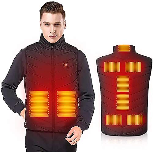 Heated Vest Unisex Electric Warm Gilet Lightweight Electric Jacket Heated Clothes (Black, M)