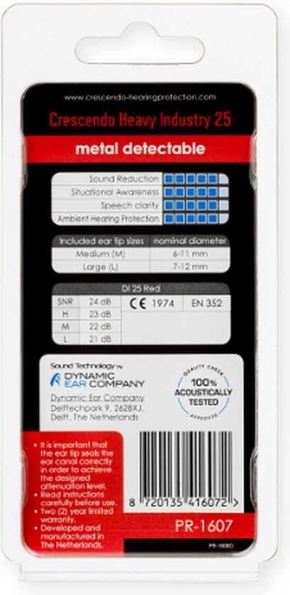 Crescendo Heavy Industry 25 Metal Detectable - zatyczki douszne