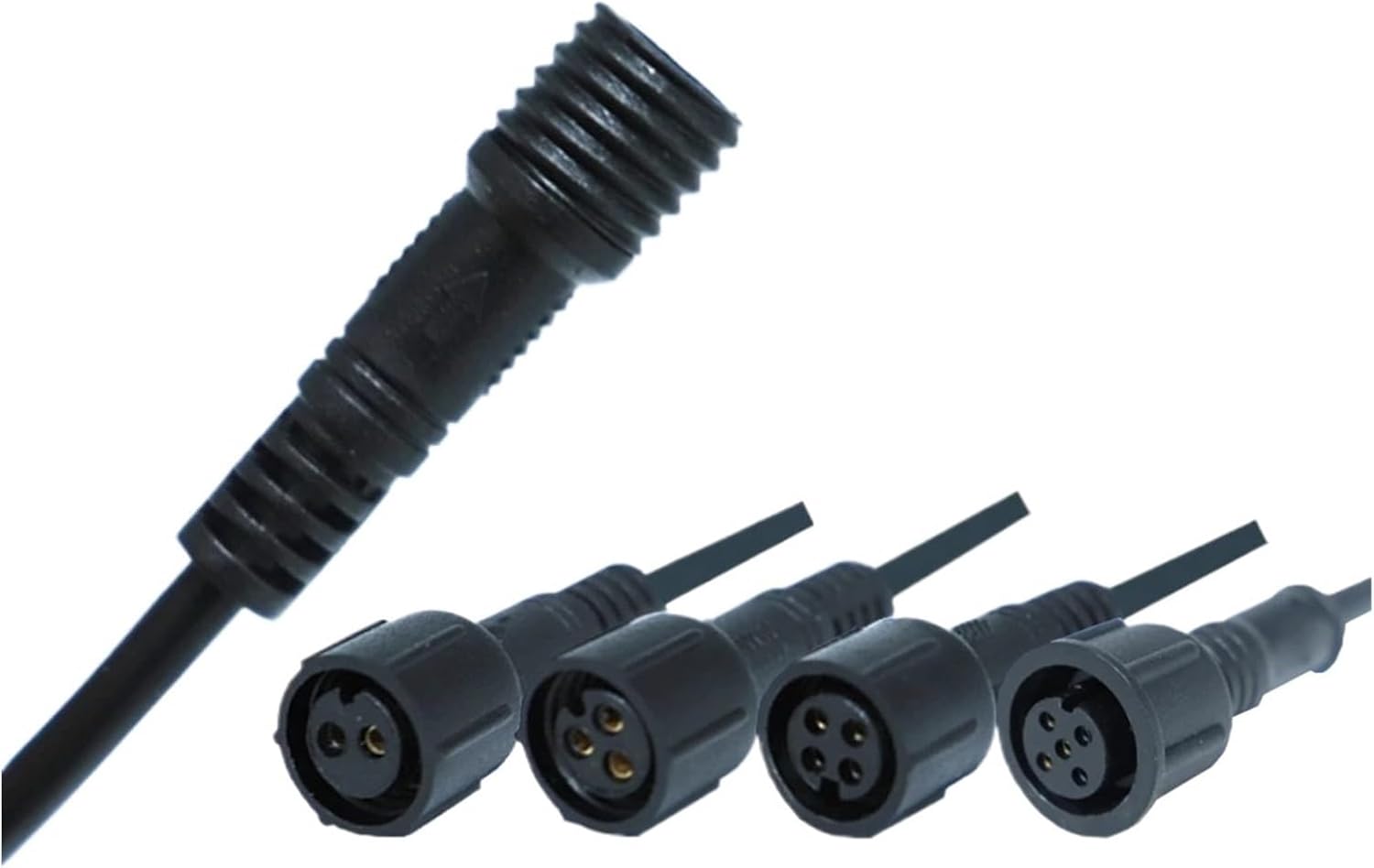 2Pin 3Pin 4Pin 5Pin 5~50Pairs Male to Female Led Connector Waterproof IP68 Black Cable for LED Light Strips(5Pin,20Pairs)
