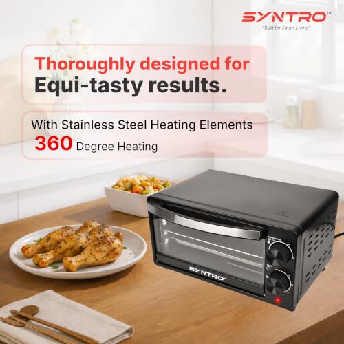 Image of Syntro Heatify 10L OTG (Oven Toaster Grill), Adjustable Temperature Control with Timer, Compact Baking, Grilling & Toasting Oven, Black