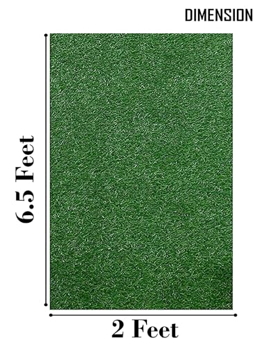 Image of Yellow Weaves Polypropylene 35 mm High Density Artificial Grass Carpet Mat for Balcony, Lawn, Door (6.5 X 2 Feet), Green
