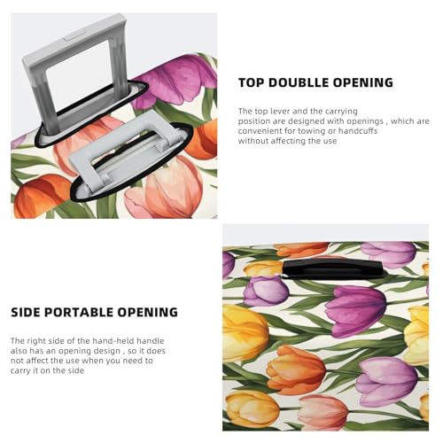 Luggage Cover Protector - Colorful Tulips Print Suitcase Covers for Luggage Fit 25-28 Inch Suitcase4