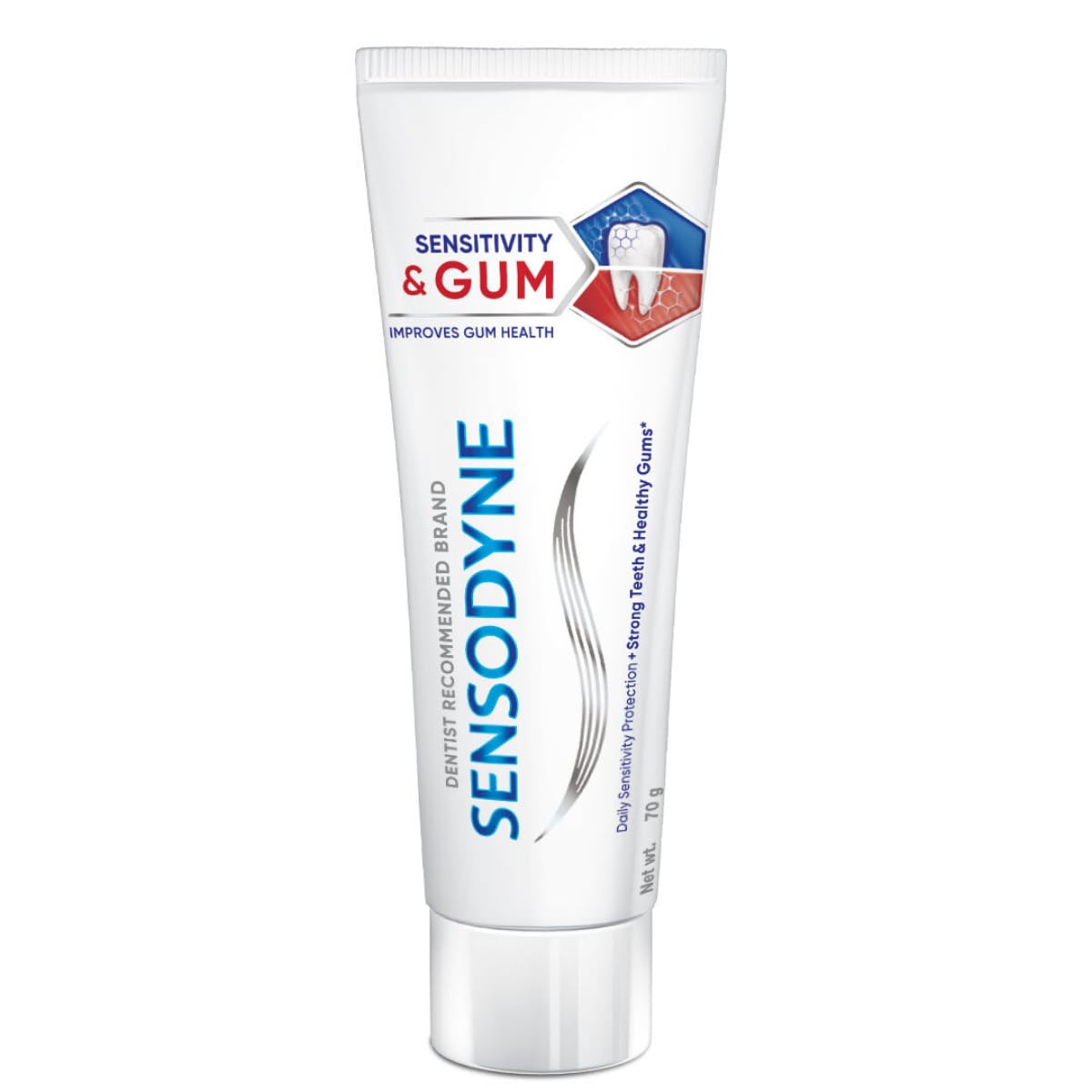 Sensodyne Toothpaste Sensitivity and Gum| Daily Sensitivity and Gum Protection Tooth Paste Pack of 1 - 70gm | Dentist Recommended | Fresh Breath, Removes Plaque, Healthy Gums