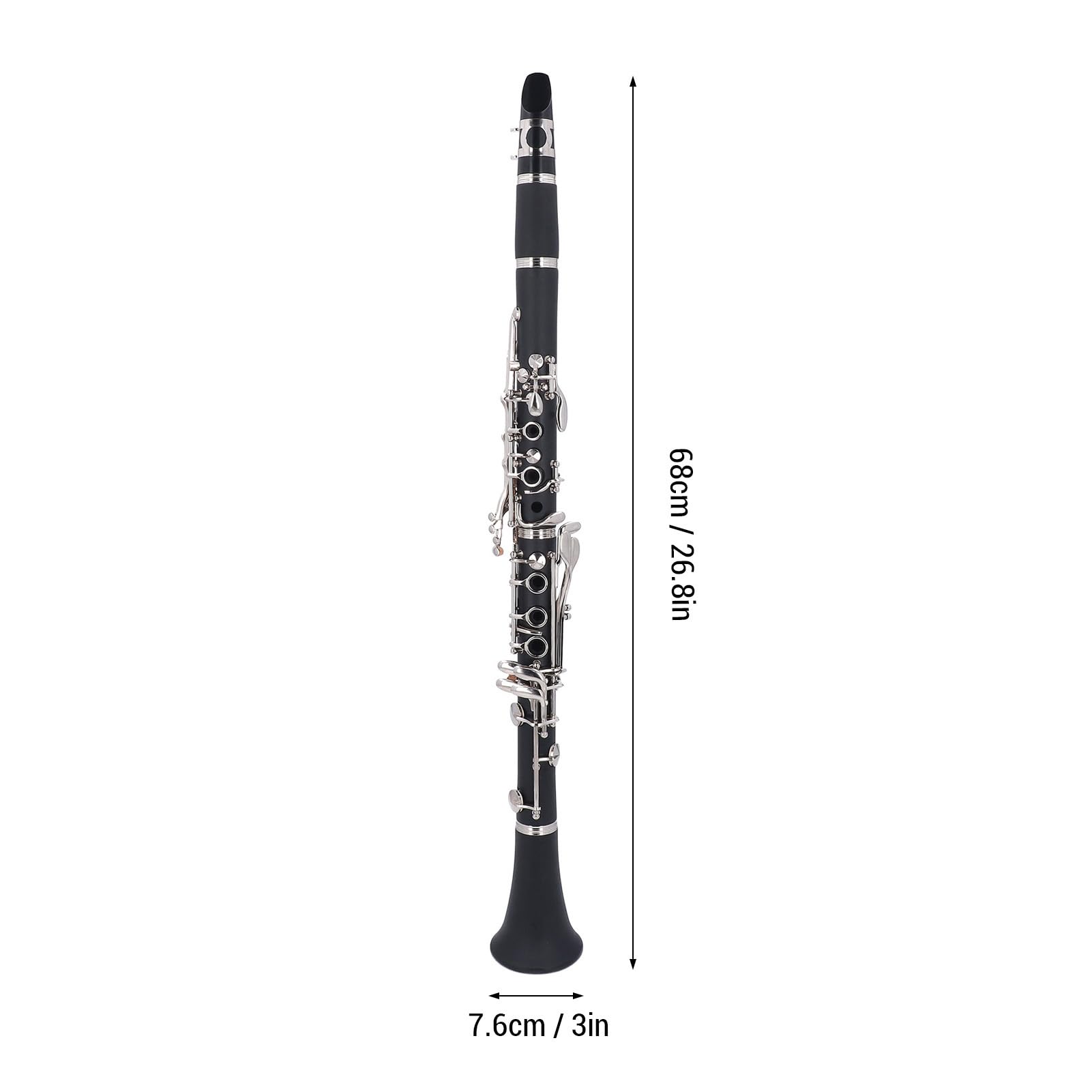 Clarinete Bb Instrumento de Clarinete Plano B Profesional de 17 Teclas con Lengüetas Paño de Limpieza Bolsa Portátil para Principiantes Estudiantes Músicos