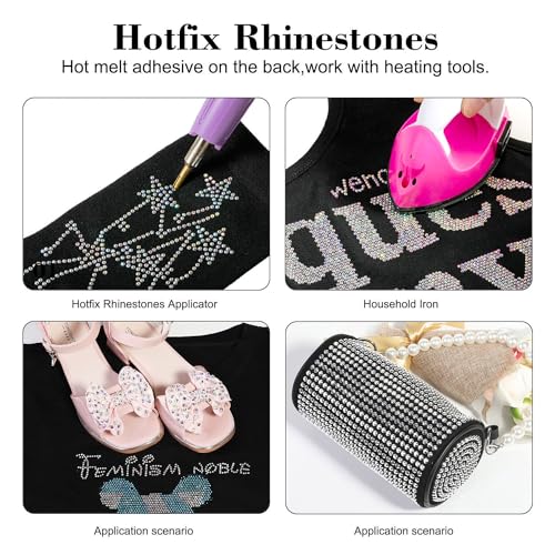 Image of BEADSLAND Hotfix Rhinestones, 6080PCS Light Green Rhinestones for Clothes Crafts Mixed 6 Sizes with Wax Pencil and Tweezers Kit, SS6-SS30, Peridot
