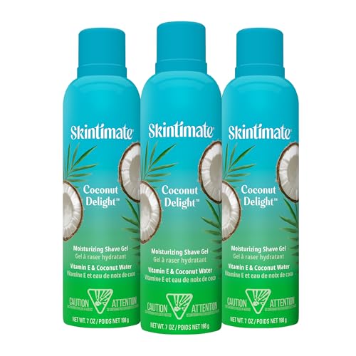 Skintimate Coconut Delight Shave Gel for Women, 3 Pack | Skintimate Shaving Cream for Women, Womens Shaving Cream, Shave Cream, Shaving Foam, Womens Shave Gel, Pack of 3, 7oz each(Package May Vary)