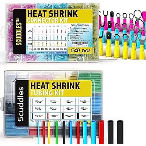 1100 PCS Heat Shrink Butt Connectors - 540 Heat Shrink Connectors and 560 Heat Shrink Tubes Connectors for Automotive Marine Boat Truck Cover