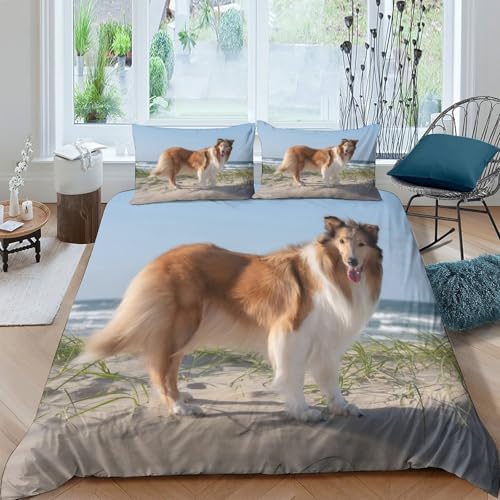 Coastal beach scene Funda Edredon Microfibra de poliéster 3 Piezas Diseño 3D con Cremallera Coastal beach escena Funda de Edredón incluye Funda de Almohada Transpirable Suave for niña （140x200cm）