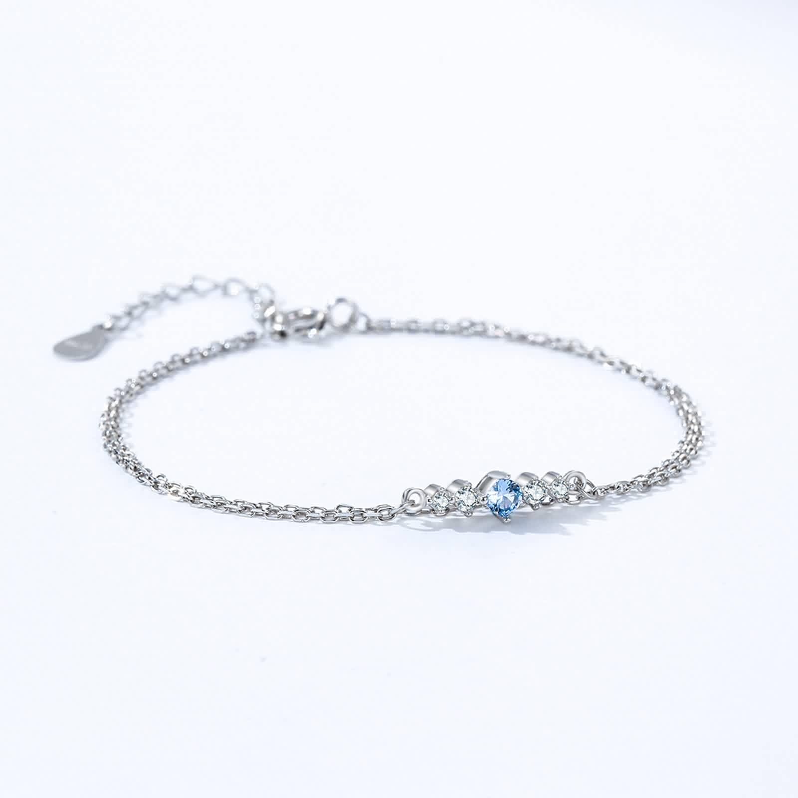 Złoto 18K Au750 bransoletka charms, podwójna warstwa łańcuszka, damska bransoletka z laboratorium, szafirowa niebieska, prawdziwa, platynowa PT950 bransoletka