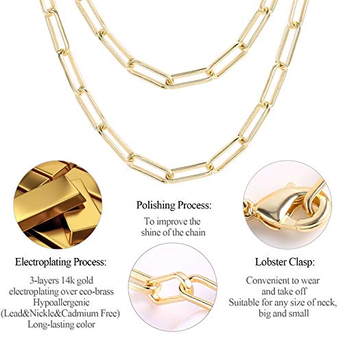 Gold Necklace, 24 inch Gold Chain Necklace, Paperclip Chain Necklace Link Necklace 14k Gold Plated Necklace for Womn Men Girls - Image 5