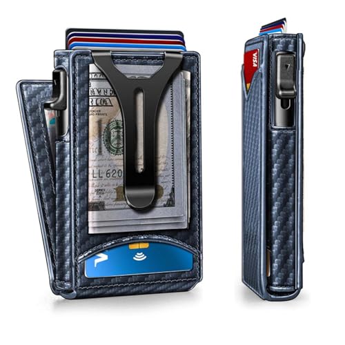 CHARMNAIL Portafoglio Uomo Ultrasottile Slim, Blocco RFID, Alluminio Aeronautico, 0.72 Pollici Spesso, 9-13 Carte, Clip Geld in Acciaio