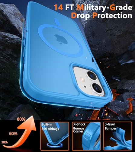 Image of FNTCASE for iPhone 12 Phone Case: for iPhone 12 Pro Magnetic Matte Textured Military Grade Drop Protection Translucent Cell Cover - Slim Durable Shockproof Protective Bumper