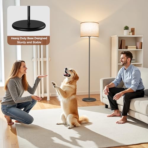 Floor Lamps for Living Room, 62" Tall Standing Lamp with Beige Lampshade, 3 Color Temperatures, Foot Switch, Modern Floor Lamp for Bedroom, Living Room, Office,Home Decoration(Bulb Included) - Image 4