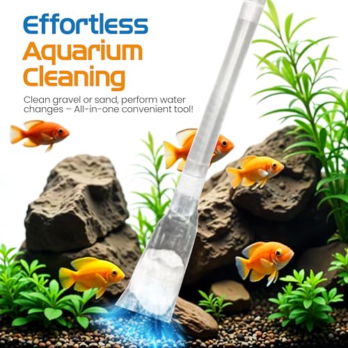FL!PPER Flipper AquaVac Gravel/Sand Cleaner & Siphon Kit - Dual-Purpose Aquarium Vacuum with Safety Valves for Freshwater & Saltwater Fish Tanks