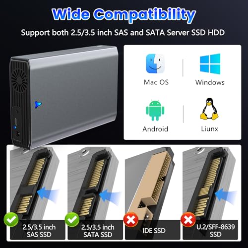 Adaptador SAS a USB 3.0 para disco HDD/SSD 2.5/3.5" miniatura 3