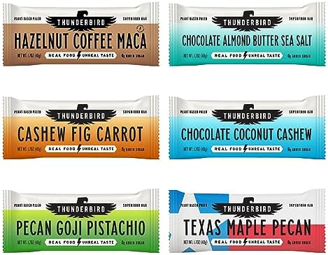 Thunderbird Real Food Bars - Gluten Free, Paleo, Vegan Snack Food Bar Variety Pack - 102 Ounce