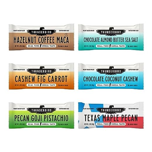 Thunderbird Paleo and Vegan Hiking Food Snacks - Real Food Energy Paleo Bar - Fruit & Nutrition Nut Bars - No Added Sugar, Grain and Gluten Free, Non-GMO, 6 Pack (Bestsellers Variety Pack)
