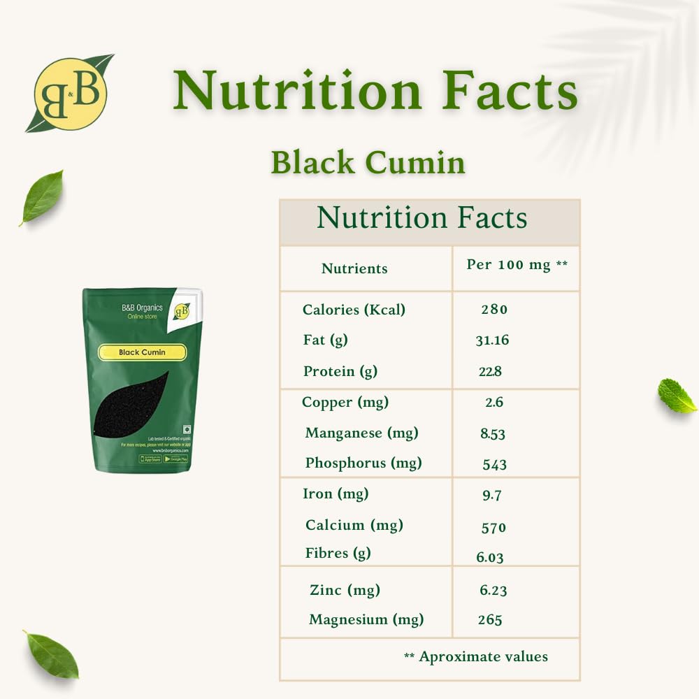 B&B Organics Black Cumin (250g)/Traditional Spice/Kala Jeera/Karunjeeragam/Pure Kalonji - Image 2 thumbnail