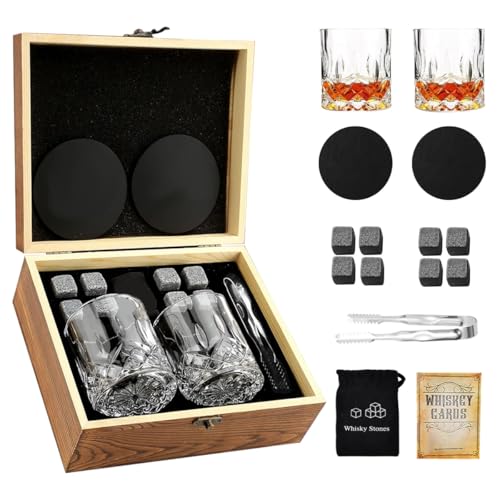 Copo de Whisky Cristal, 15 PCS Copo para Whisky com Pedras Resfriantes e Acessórios, Conjunto exclusivo para degustações familiares, festas comemorativas e ocasiões inesquecíveis