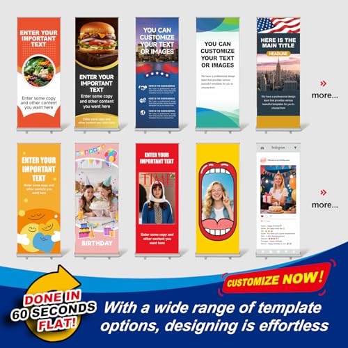 Custom Retractable Banner Stand Professional Design Templates Signs Customize With Stand for Indoor Outdoor Display Promotion & Advertising (33″X81″)
