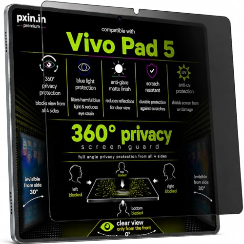 Image of Pxin 360 Pro Privacy Screen guard compatible with Vivo Pad 5 | Anti Glare | Anti UV | Anti Blue | Anti Reflection | Privacy Filter | Unbreakable Build