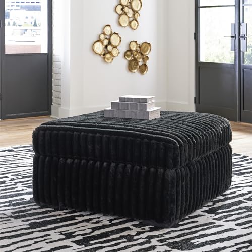 Image of Signature Design by Ashley Midnight-Madness Casual Upholstered Oversized Accent Ottoman, Black