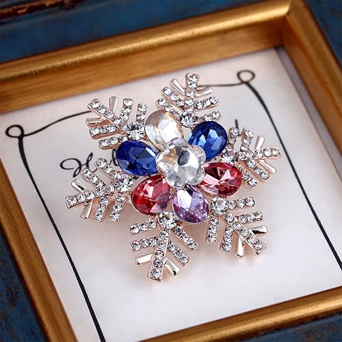 Image of Delicate Crystal Winter Snowflake Brooch Pins Christmas Brooch Corsage Pins for Women Girls Dance Balls Wedding Bridal Jewelry Dress Accessories Jewelry Corsage for Hat Bag Suit Tie Wedding