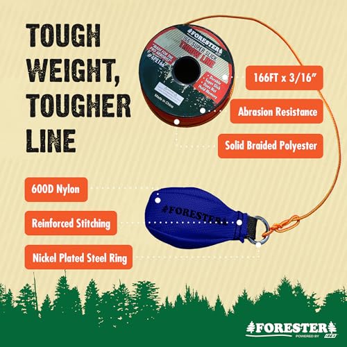 Image of FORESTER Arborist Throw Line Kit | Throw Weight & 166ft Rope | Ultra Slick 100% Polyester Rope | Arborist Equipment for Tree Climbing