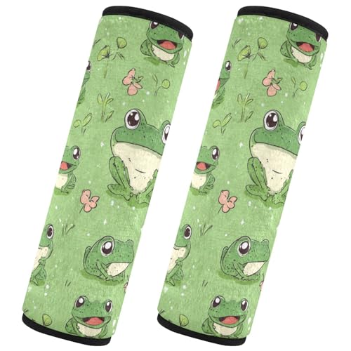 Seat Belt Covers 2 Pack Funny Frogs Car Seat Strap Covers Super Soft Green Animals Car Seat Neck Cover for Boys Girls Adults Babies S