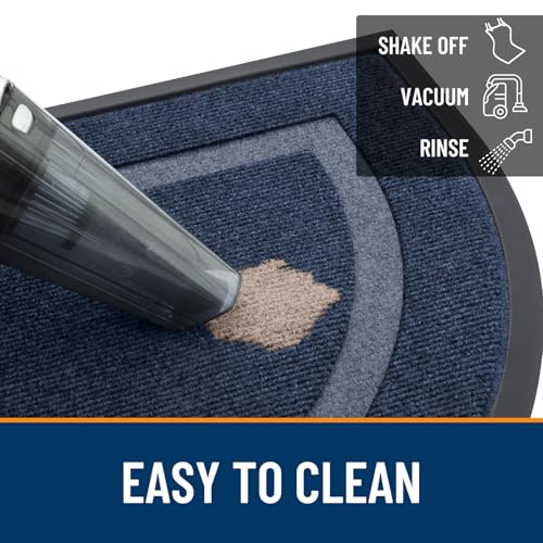 Image of OLANLY Half Circle Door Mat Indoor Outdoor Entrance Welcome, Waterproof All-Season, All-Weather Doormat, Sturdy Natural Rubber, Low Profile, Easy Clean Patio Porch Entryway Mat, 71x47, Blue