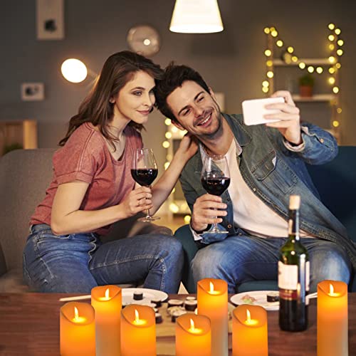 Nimiko Flameless Candles With Remote, Battery Operated Flickering Flameless Candles, Led Candles With Timer 2/4/6/8H, With Realistic Moving Wick Pillar Candles Set Of 9 (D3" X H 3"4"5"6"7") (Ivory) #TOP2