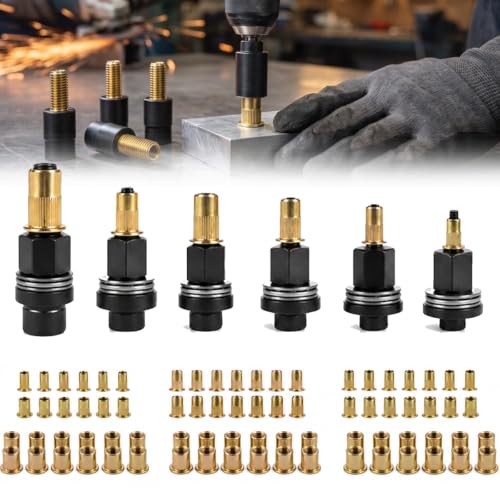 Rivet Nut Tool Kit, Carbon Steel Rivet Nut Tool Set, M3-M10 Kit + 60 Nuts