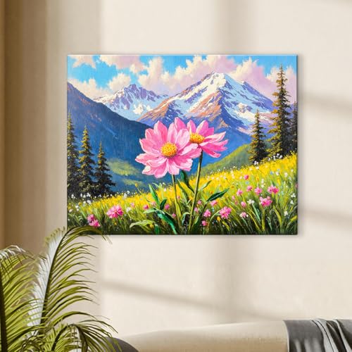 Image of ArtX Canvas Mountain Painting Vastu, Mountain Landscape Painting, Multicolor, Floral, Nature, 58.0 X 45.0 cm, Set of 1