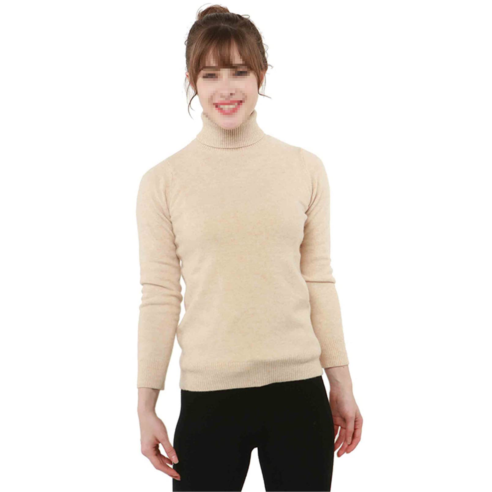Maglione di lana da donna a collo alto caldo e morbido lavorato a maglia maglione in cashmere