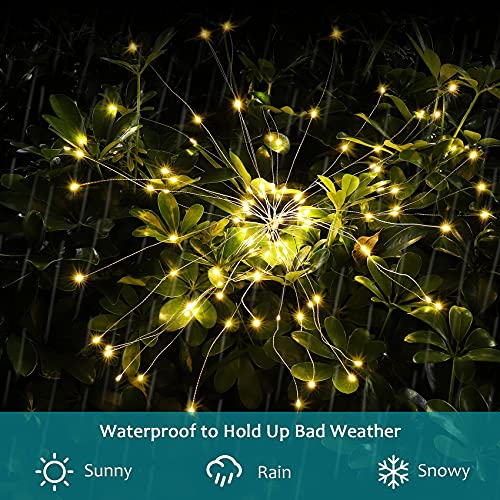 Jjgoo Outdoor Solar Garden Lights, 2 Pack 120 Leds 2 Lighting Modes Waterproof Fireworks Light For Outdoor Patio Walkway Pathway Decorative - Warm White #TOP5