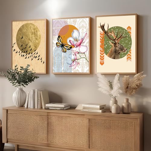 Image of kotart Paintings Modern Art Wall Decor Framed Paintings for Bedroom Room Living Room - Framed Wall Posters /Paintings with Frame - Painting for Wall Decoration - Set of 3 - D (Art 5, 13x17 inch)