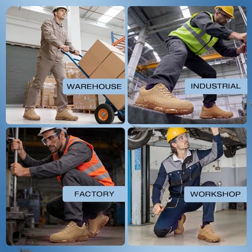 Image of Steel Toe Shoes for Men Lightweight Safety Work Shoes with Kevlar Puncture Resistant Midsole Comfortable Low Top Work Shoes for Warehouse Factory Light Construction