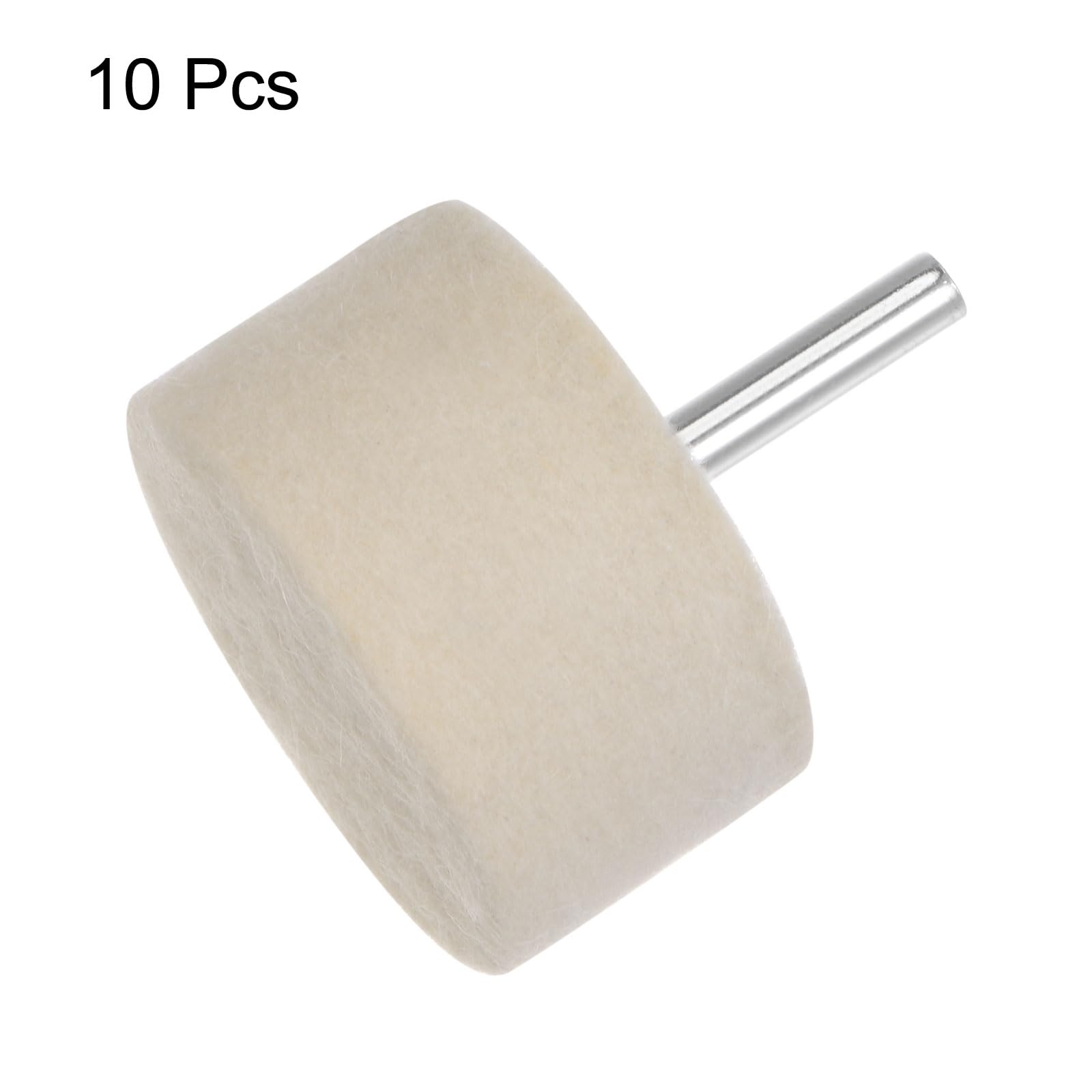 QUARKZMAN 10pz Punte Mandrino Montate Feltro Lana 50mm Testa 1/4 Pollici Supporto Cilindro Lucidatura Punta Trapano Feltro Lucidatura Ruota per Strumento Rotante